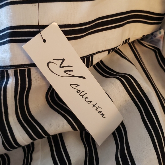 Black & White Wide Leg Linen Pants - Picture 5 of 5